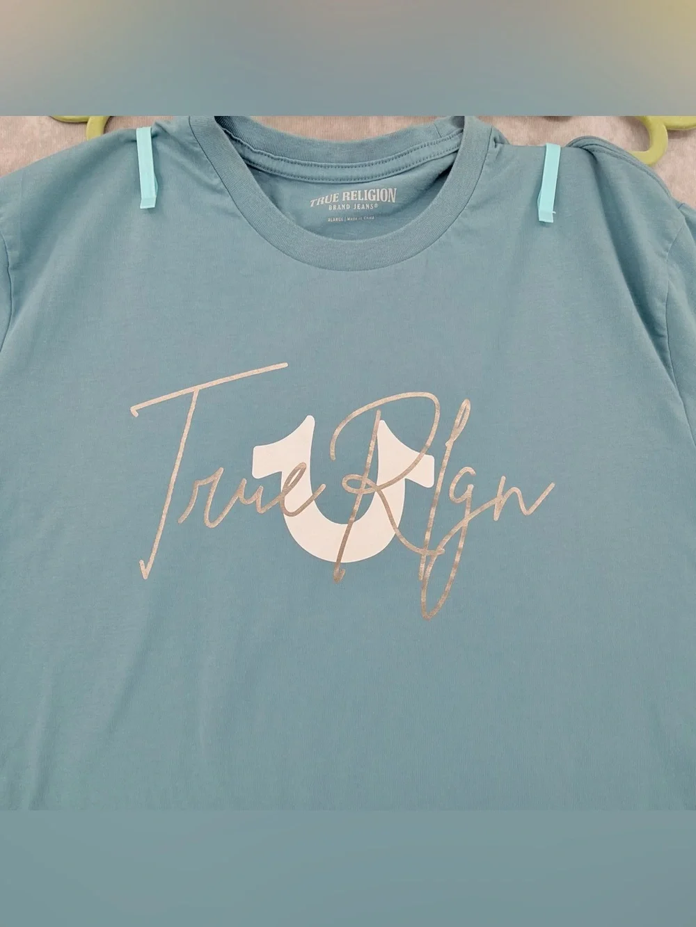 True Religion Short Sleeve Graphic Tee in Teal Blue